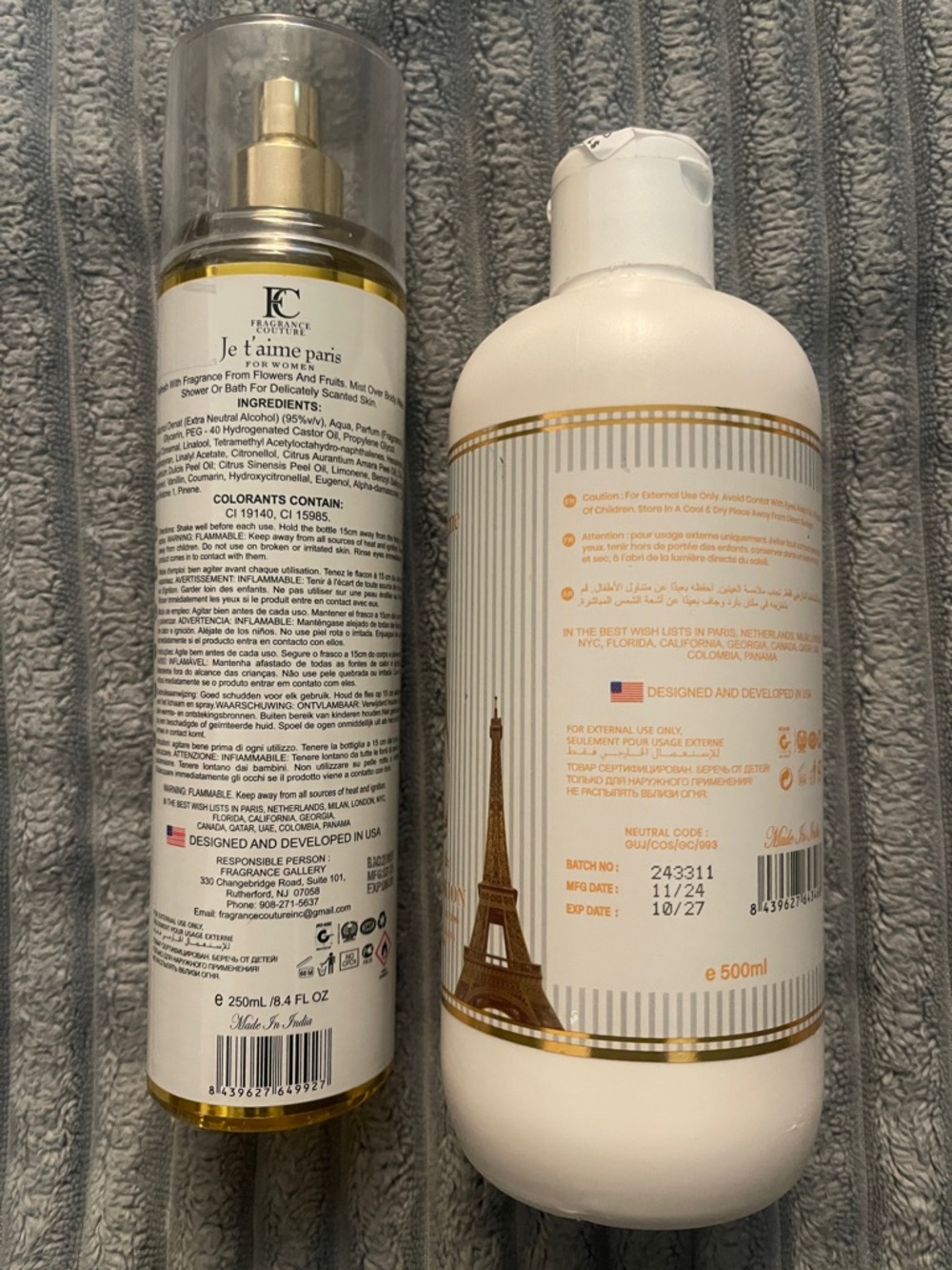 Je t’aime Paris Hand & Body Lotion bundle— White and Gold - Picture 2 of 2